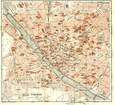 Waldin Florence (Firenze) city map, 1908 digital map