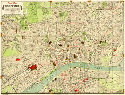 Waldin Frankfurt (Frankfurt-am-Main) city map, 1912 digital map