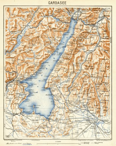 Garda Lake and environs Map, 1929 by Waldin | Avenza Maps