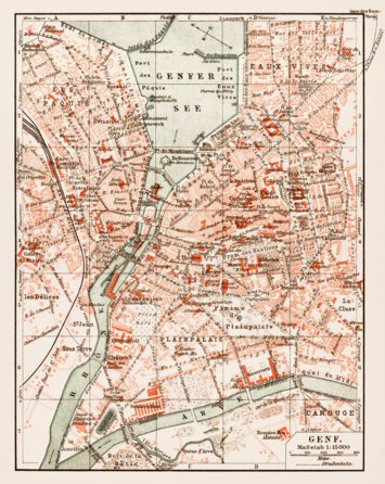 Waldin Geneva (Genf, Genève) city map, 1913 digital map