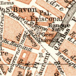 Waldin Ghent (Gent), central part map, 1909 digital map