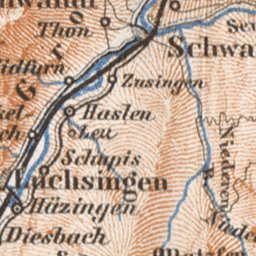 Waldin Glarus and environs map, 1897 digital map