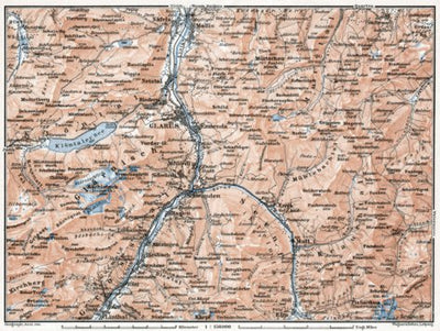 Waldin Glarus and environs map, 1909 digital map