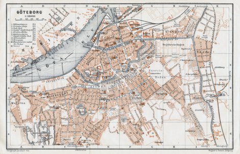 Göteborg (Gothenburg) city Map, 1910 by Waldin | Avenza Maps