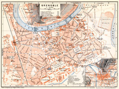 Waldin Grenoble city map, 1913 (1:12,500 scale) digital map