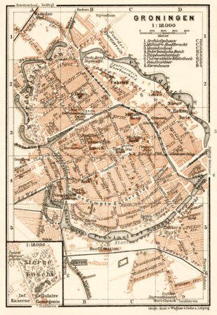 Waldin Groningen city map, 1909 digital map