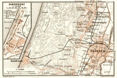 Waldin Haarlem and Zandvoort district map, 1909 digital map