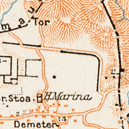 Waldin Halicarnassus (Halikarnassós, Bodrum), ancient site map, 1914 digital map