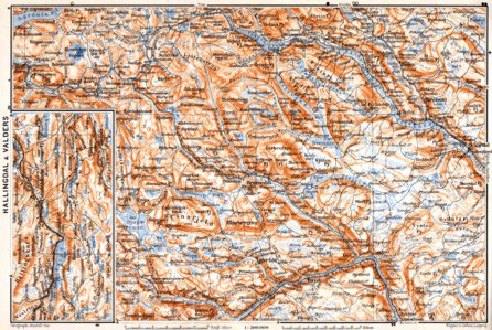 Hallingdal and Valders district Map, 1910 by Waldin | Avenza Maps