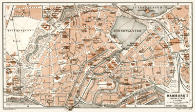 Waldin Hamburg, central part map, 1911 digital map