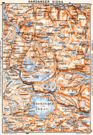 Waldin Hardanger Vidda map, 1910 digital map