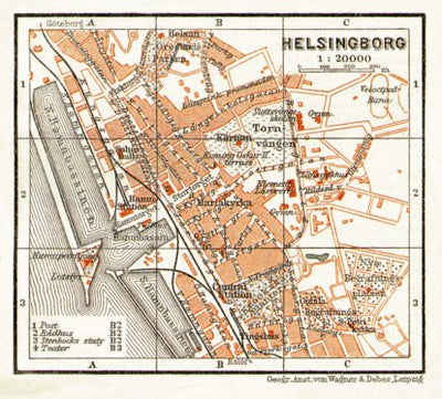 Waldin Helsingborg city map, 1911 digital map