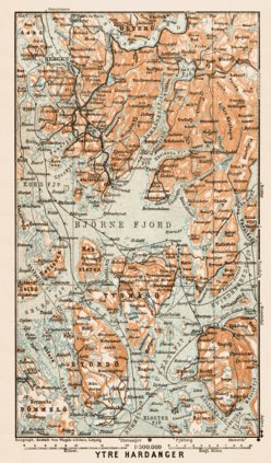 Waldin Inner (Ytre) Hardanger, region map, 1931 digital map