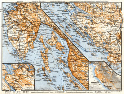 Waldin Istria and Dalmatian coast at Bossoglina (Marina) map, northern part, 1911 digital map