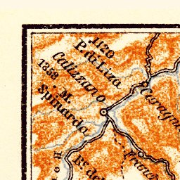 Waldin Italian Genoese Riviera (Rivière) from Savona to Genoa, map, 1908 digital map
