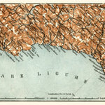 Waldin Italian Genoese Riviera (Riviére) from Savona to Genoa map, 1913 digital map