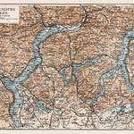 Waldin Italian Lakes. Como Lake, Lugano Lake and Lake Maggiore with their environs, region map, 1913 digital map