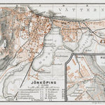 Waldin Jönköping city map, 1929. With Husqvarna plan inset digital map