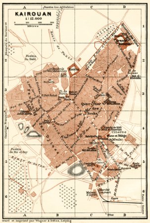 Waldin Kairouan city map, 1909 digital map