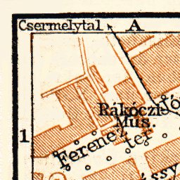 Waldin Kaschau (Košice) city map, 1911 digital map