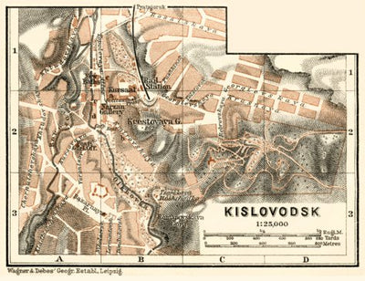 Waldin Kislovodsk (Кисловодскъ) town plan, 1914 digital map