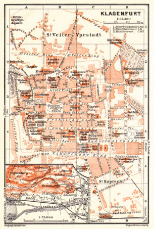 Waldin Klagenfurt town plan, 1913 digital map