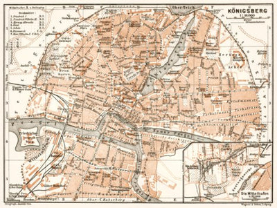 Waldin Königsberg (now Kaliningrad) city map, 1911 digital map