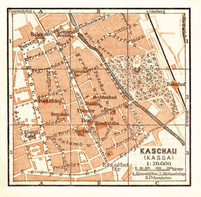 Waldin Košice (Kaschau, Kassa) city map, 1911 digital map