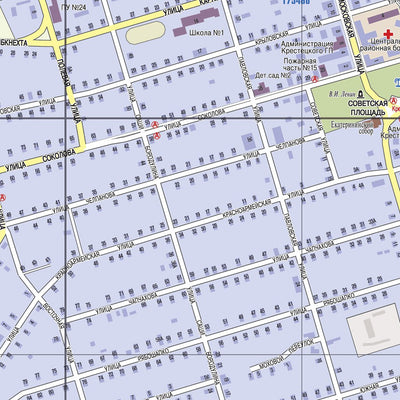 Waldin Крестцы, адресный план. Kresttsy (Novgorodskaya Oblast) Town Plan digital map