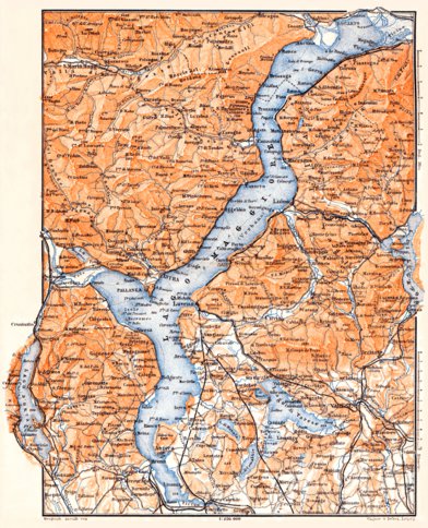 Waldin Lake Majeur nearer environs map, 1898 digital map