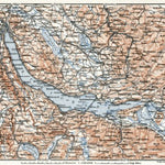 Waldin Lakes of Zurich and Zug district map, 1909 digital map