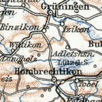 Waldin Lakes of Zurich and Zug district map, 1909 digital map