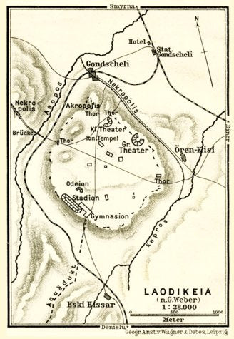 Laodicea on the Lycus (Laodikeia), site Map after G. Weber, 1905 by ...