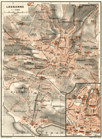 Waldin Lausanne city map, 1913 digital map