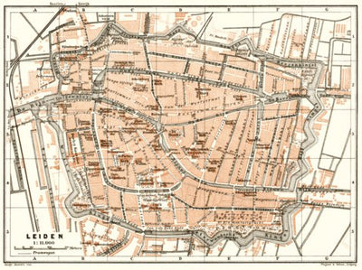 Waldin Leiden city map, 1909 digital map