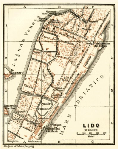 Waldin Lido of Venice town plan, 1929 digital map