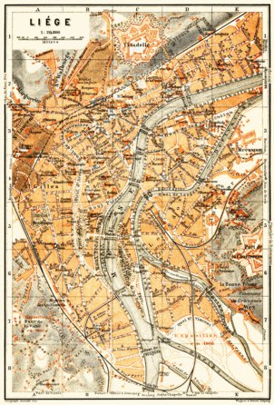 Waldin Liège (Lüttich) town plan, 1904 digital map