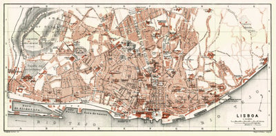 Waldin Lisbon (Lisboa) city map, 1913 digital map