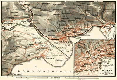 Locarno, City Map And Environs Map, 1913 By Waldin 