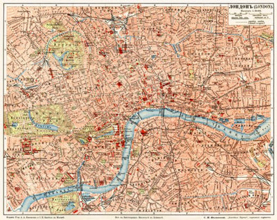 Waldin London city map, 1903 (legend in Russian) digital map