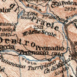 Waldin Lower Engadin Valley map, 1909 digital map