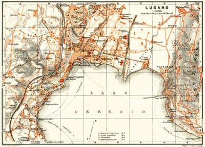 Waldin Lugano city map, 1908 digital map