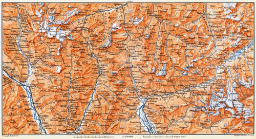 Lukmanier and Maloja Alpine Crossovers Map, 1897 by Waldin | Avenza Maps