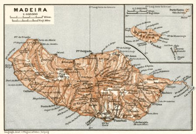 Waldin Madeira island map, 1911 digital map