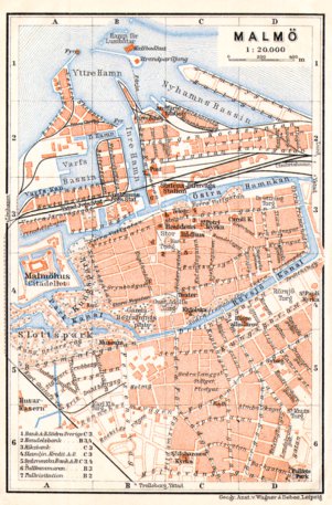 Waldin Malmö city map, 1911 digital map