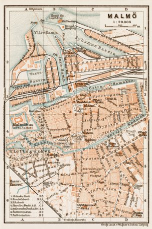 Waldin Malmö city map, 1931 digital map