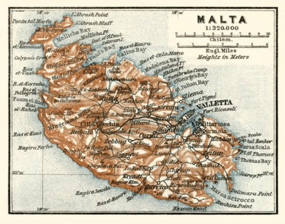 Waldin Malta general map, 1929 digital map