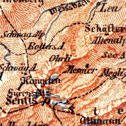 Waldin Map of Canton of Appenzell, 1897 digital map