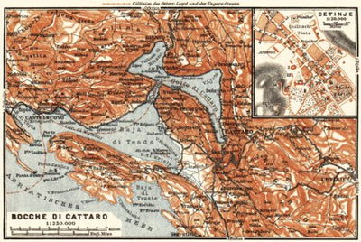 Waldin Map of environs of the Gulf of Kotor (Boka Kotorska), 1911 digital map