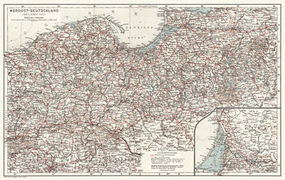 Waldin Map of German northeastern regions, 1911 digital map